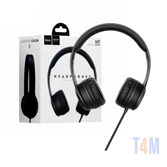 Hoco W21 Graceful Charm Wired Headphones with Mic One-Button control 1.2m 3.5mm Black